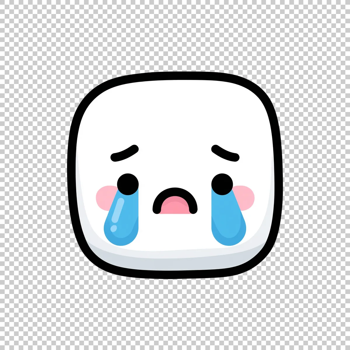 Cute White Rounded Square Emoji Face With Th 0 V3 H transparent PNG