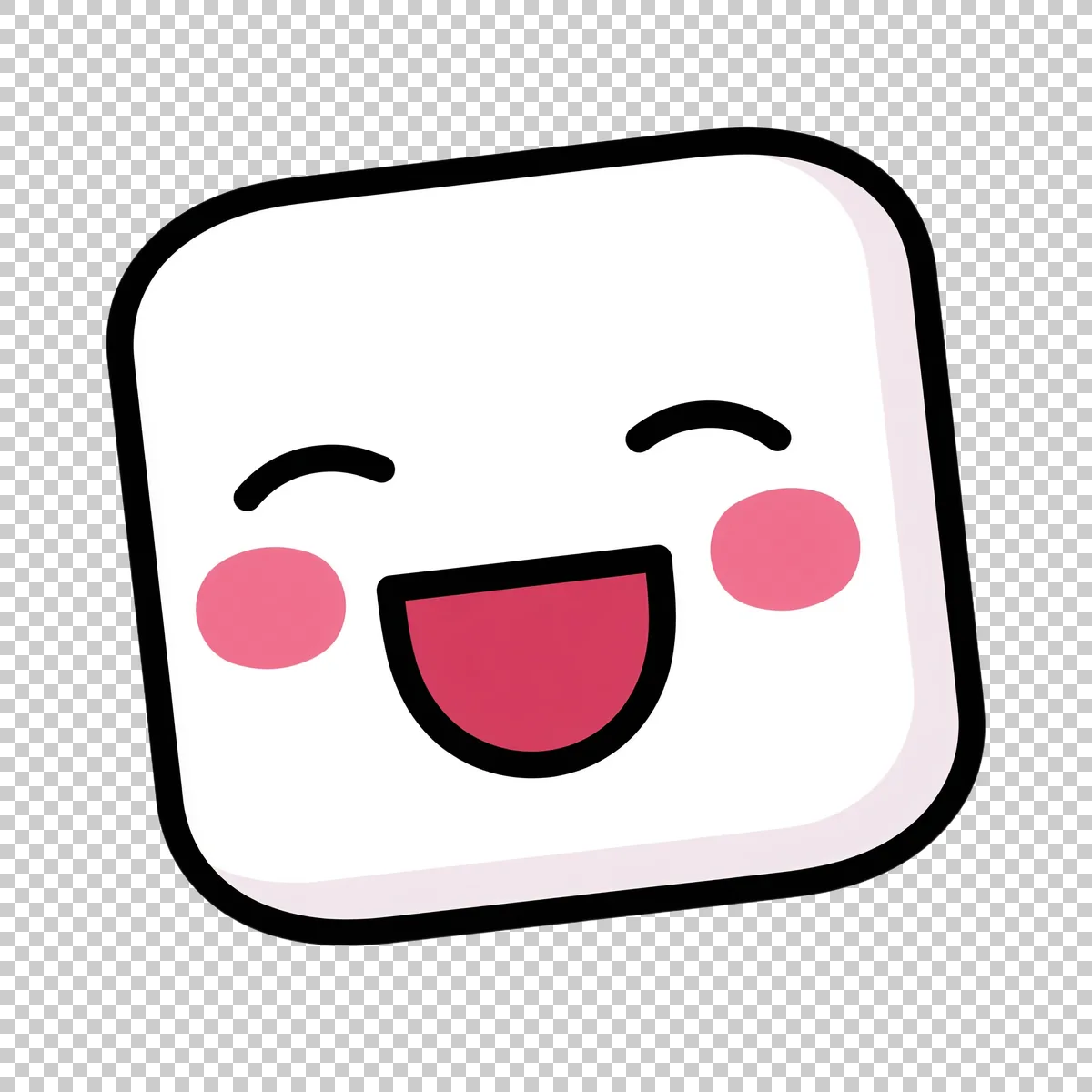 Cute White Rounded Square Emoji Face With Th 0 V4 H transparent PNG