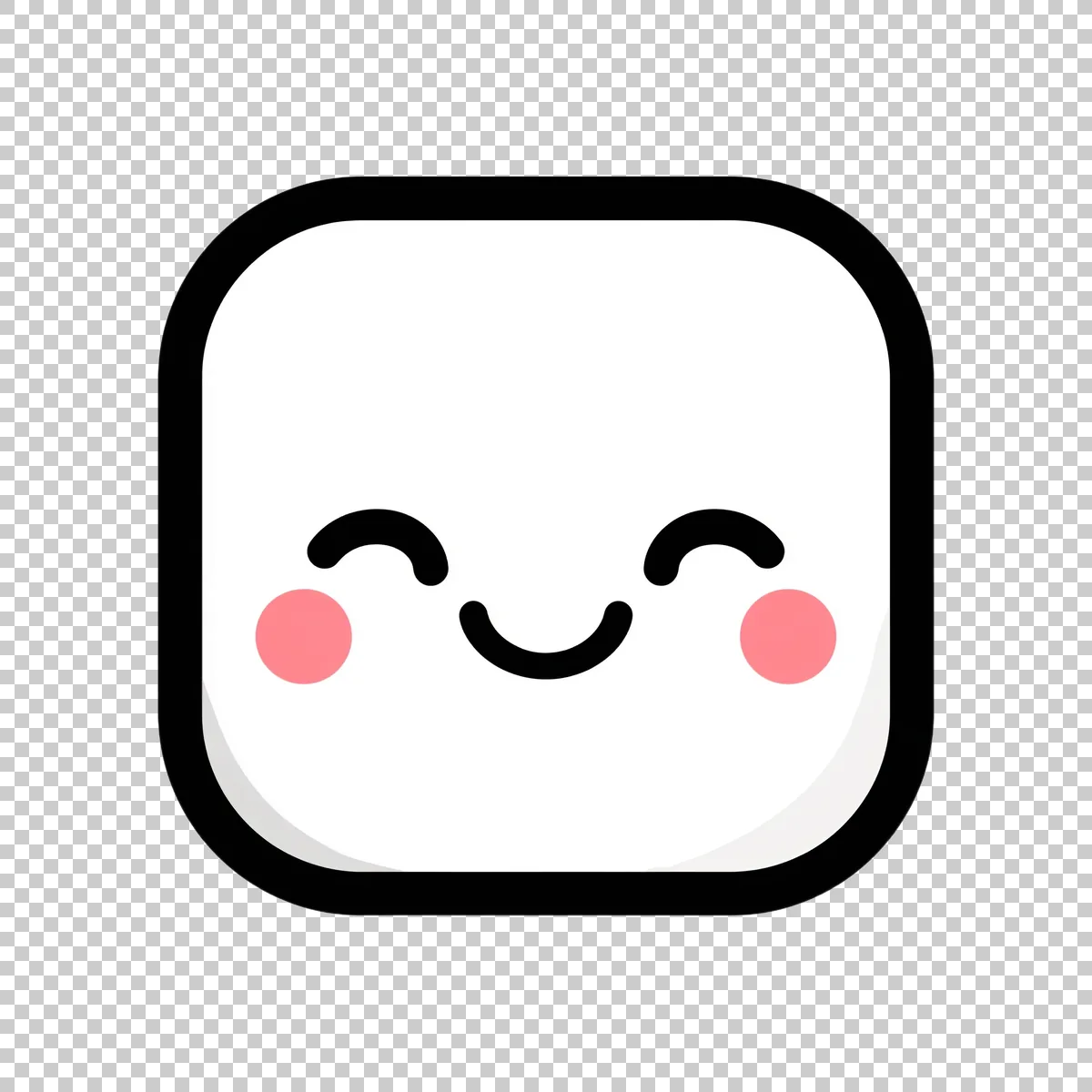 Cute White Rounded Square Emoji Face With Th 0 V8 H transparent PNG
