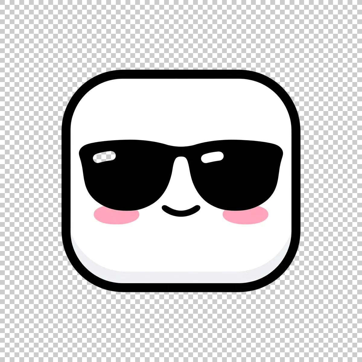 Cute White Rounded Square Emoji Face With Th 0 V9 H transparent PNG