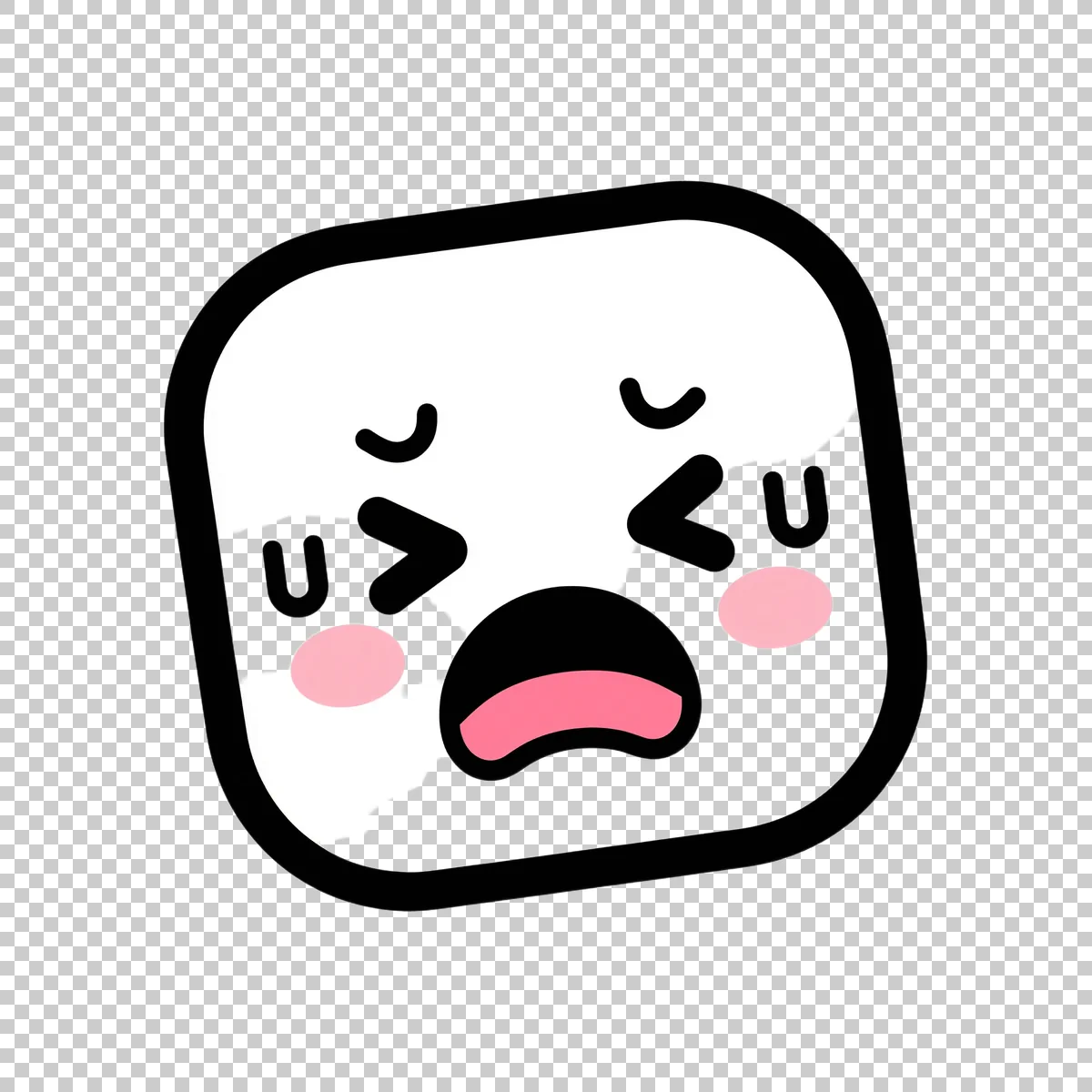 Cute White Rounded Square Emoji Face With Th 1 H transparent PNG