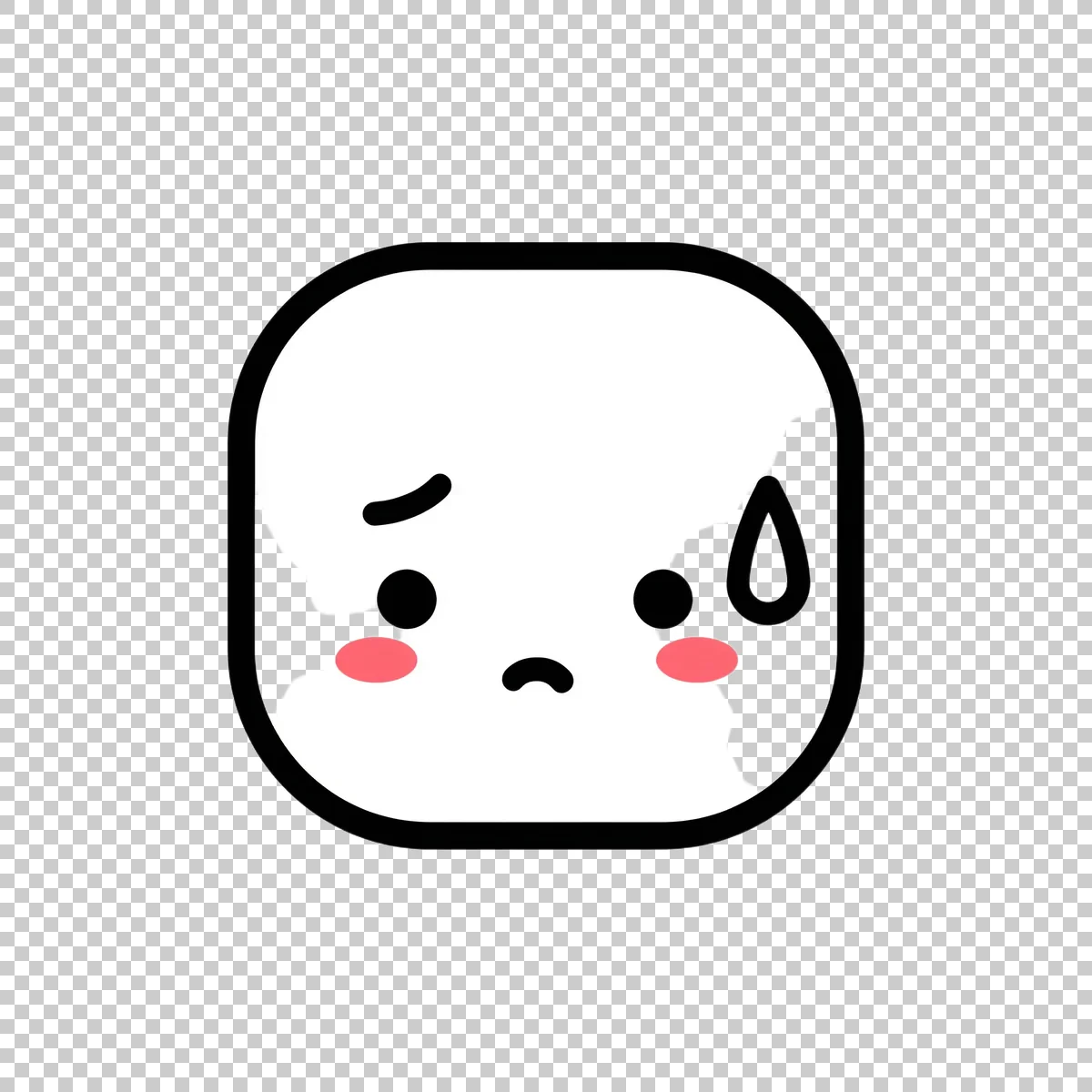 Cute White Rounded Square Emoji Face With Th 1 V1 H transparent PNG