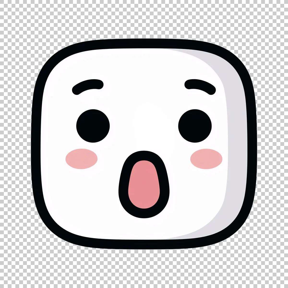 Cute White Rounded Square Emoji Face With Th 1 V2 H transparent PNG