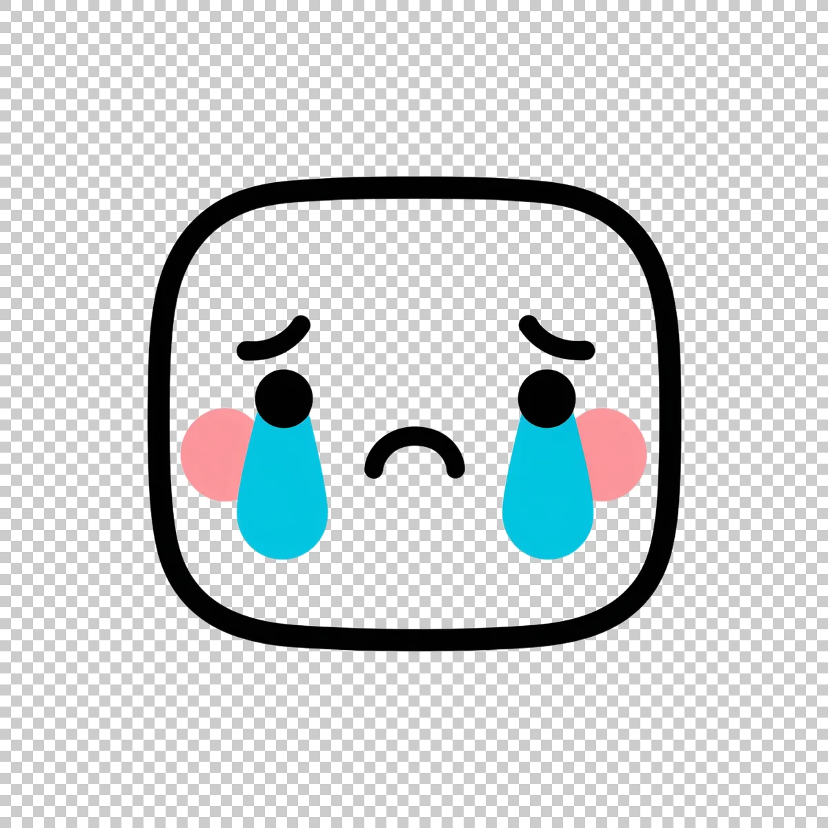 Cute White Rounded Square Emoji Face With Th 1 V3 H transparent PNG