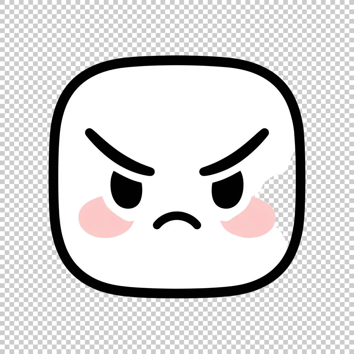 Cute White Rounded Square Emoji Face With Th 1 V6 H transparent PNG