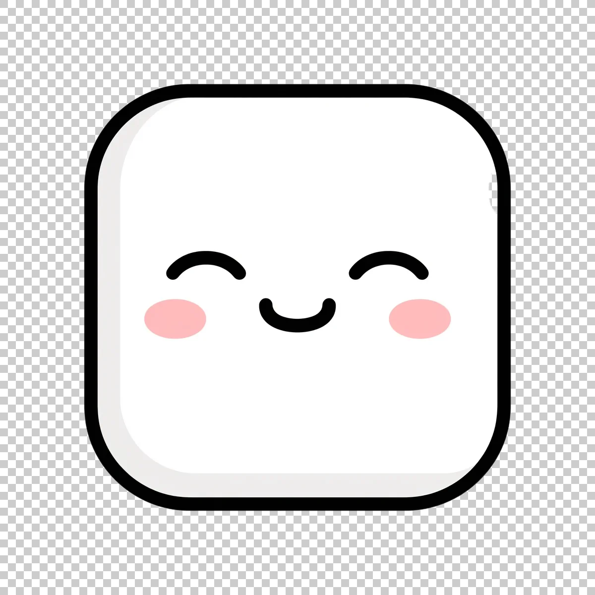 Cute White Rounded Square Emoji Face With Th 1 V8 H transparent PNG