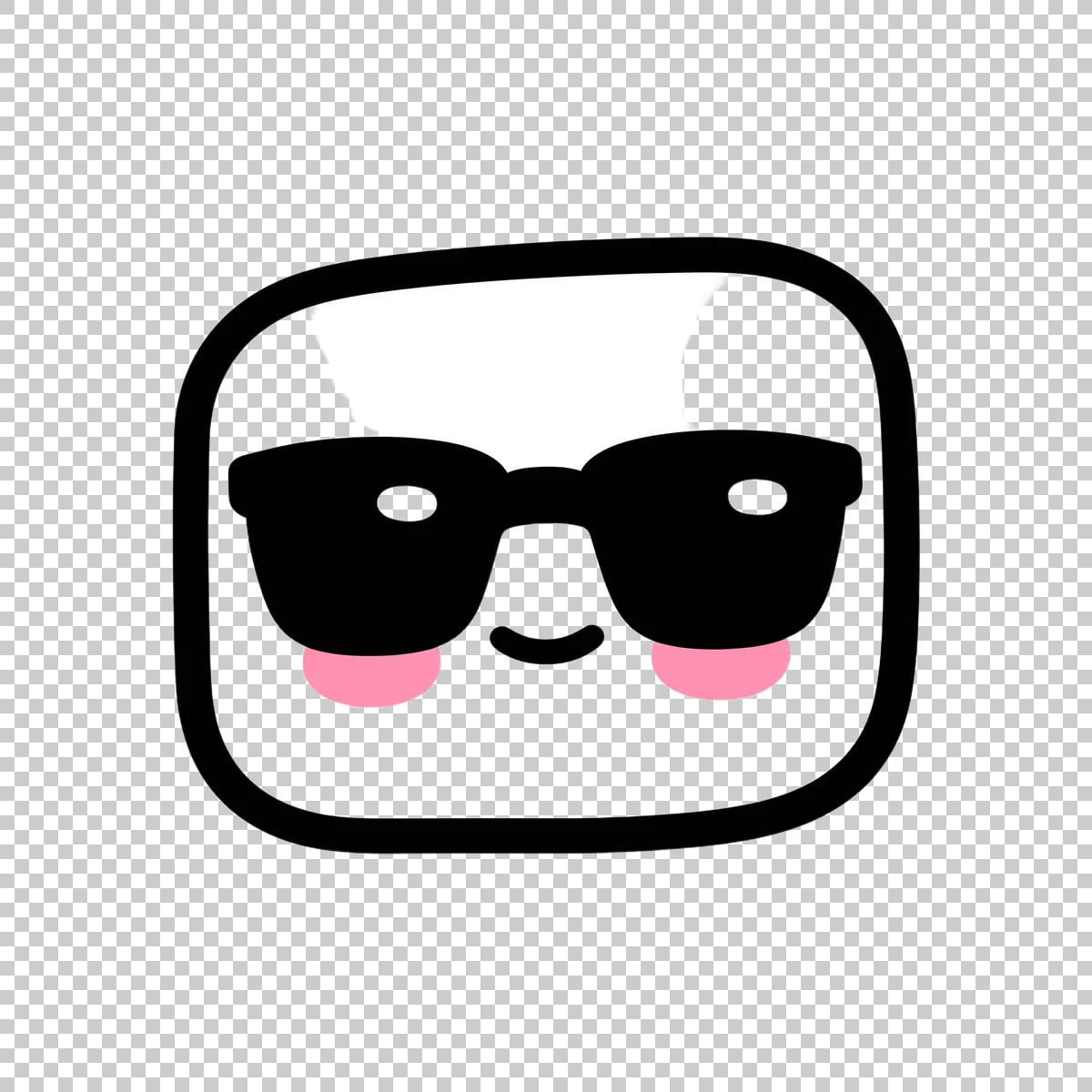 Cute White Rounded Square Emoji Face With Th 1 V9 H transparent PNG