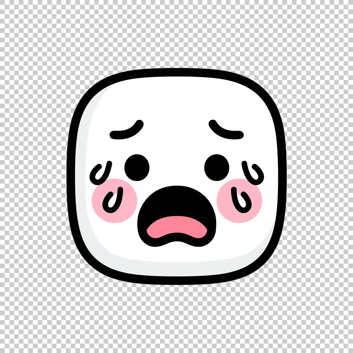 Cute White Rounded Square Emoji Face With Th 2 H transparent PNG