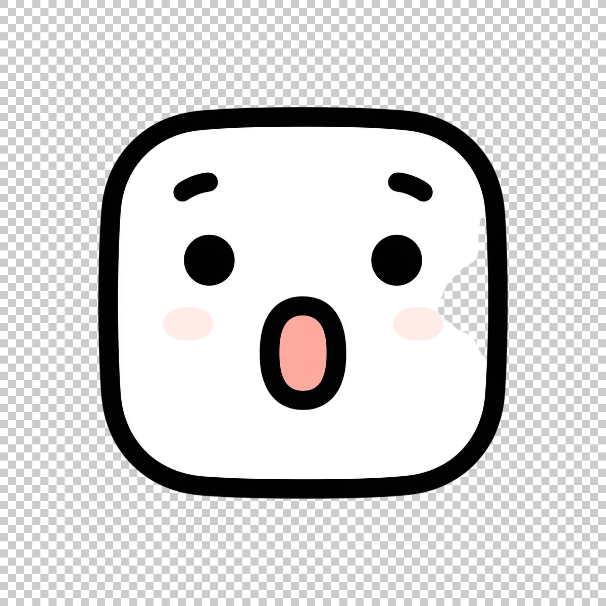 Cute White Rounded Square Emoji Face With Th 2 V2 H transparent PNG