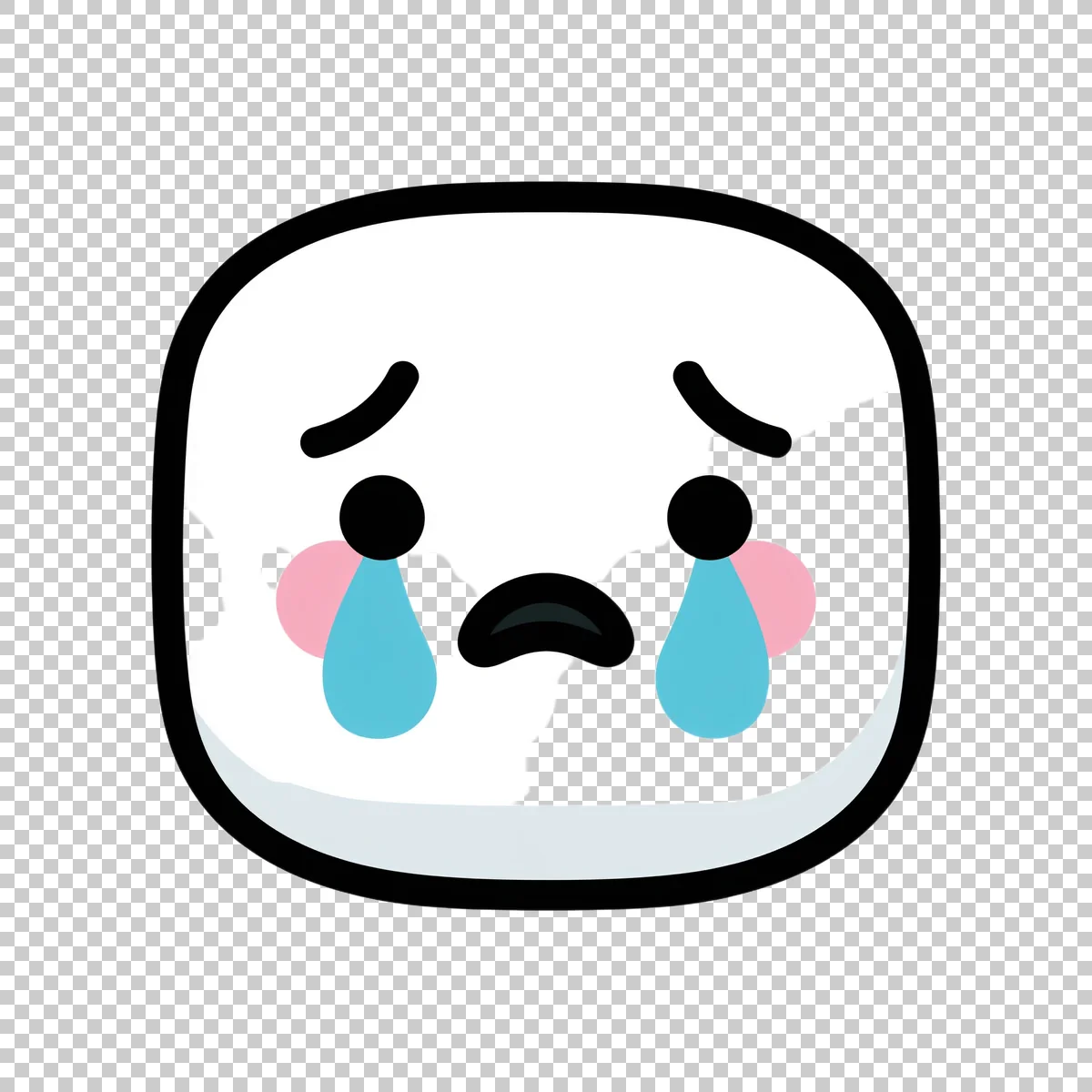 Cute White Rounded Square Emoji Face With Th 2 V3 H transparent PNG