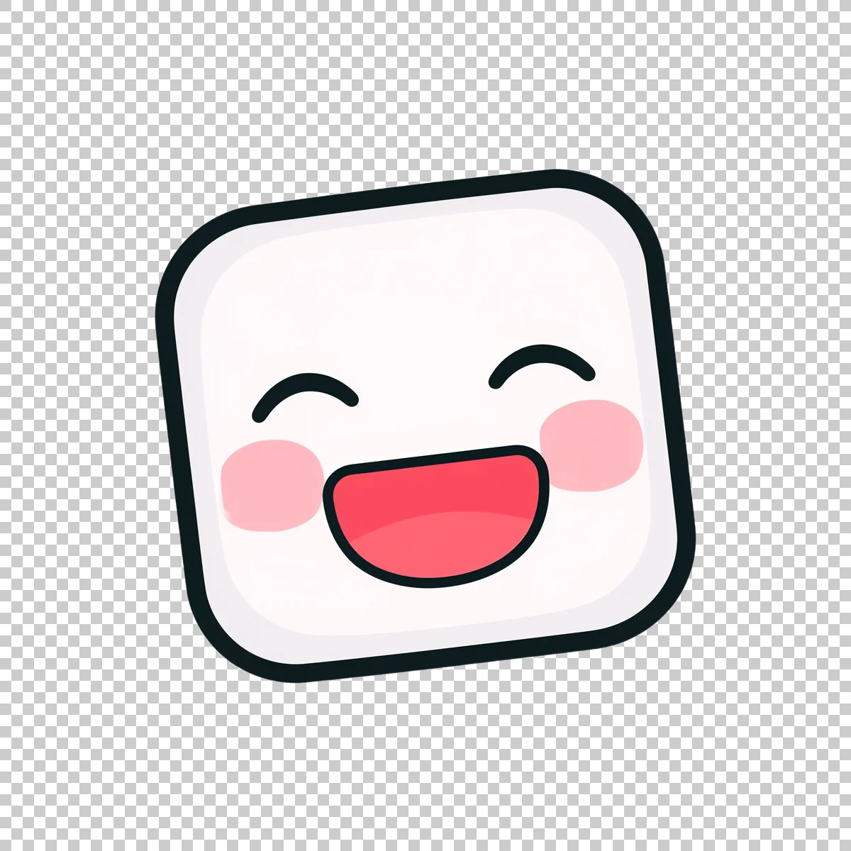 Cute White Rounded Square Emoji Face With Th 2 V4 H transparent PNG