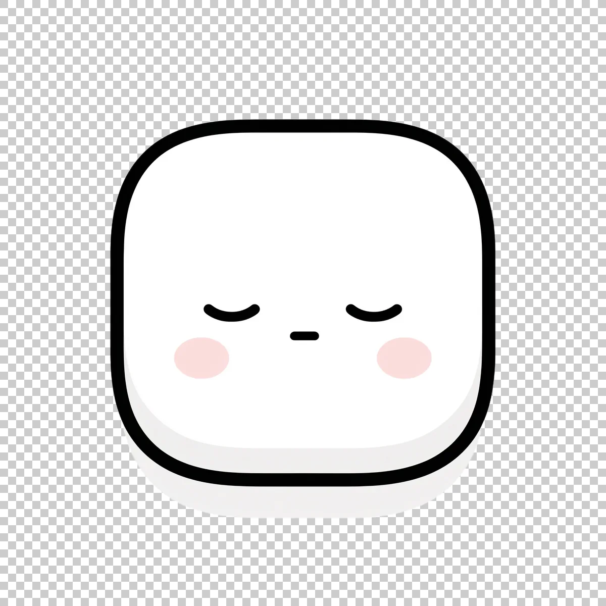 Cute White Rounded Square Emoji Face With Th 2 V5 H transparent PNG
