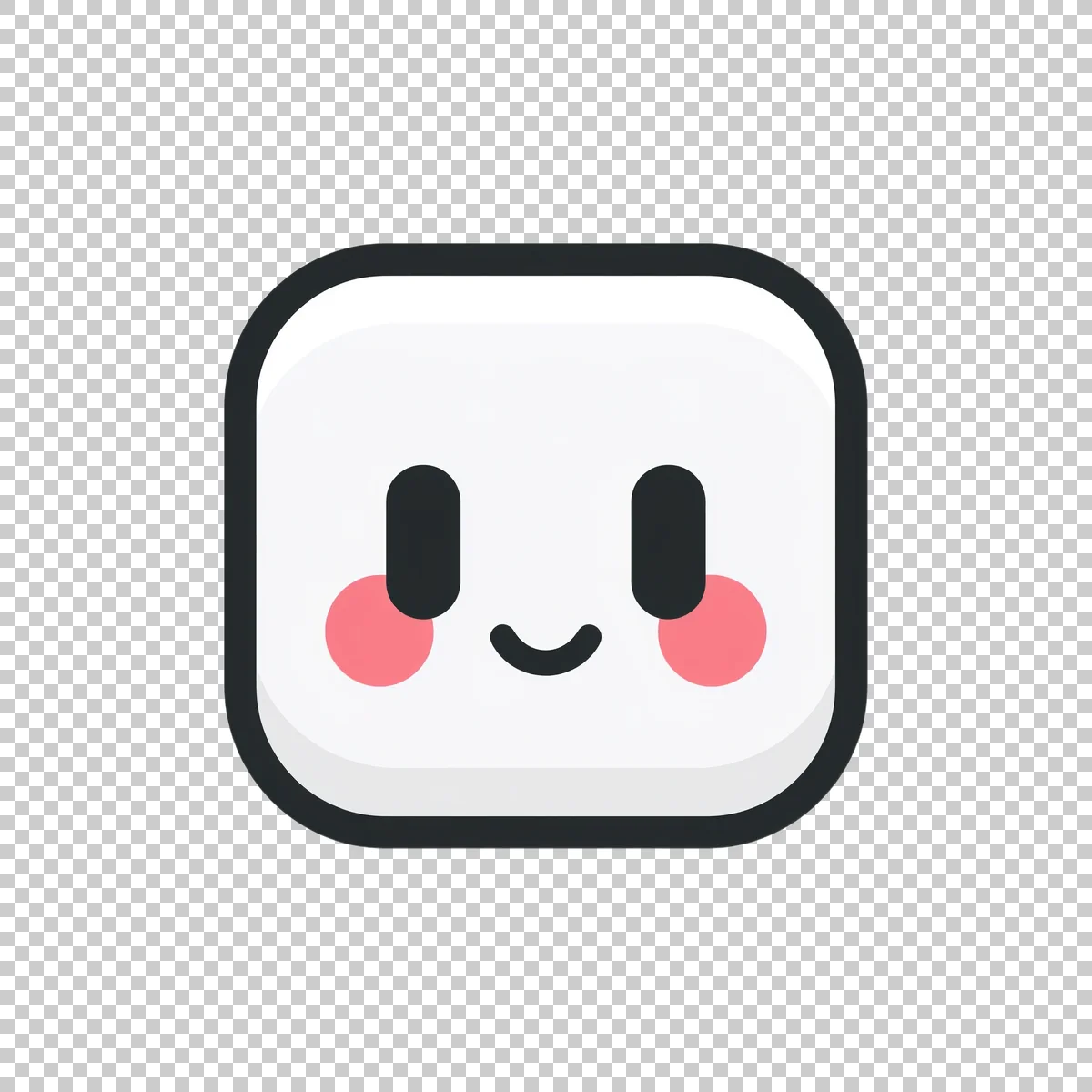Cute White Rounded Square Emoji Face With Th 2 V7 H transparent PNG