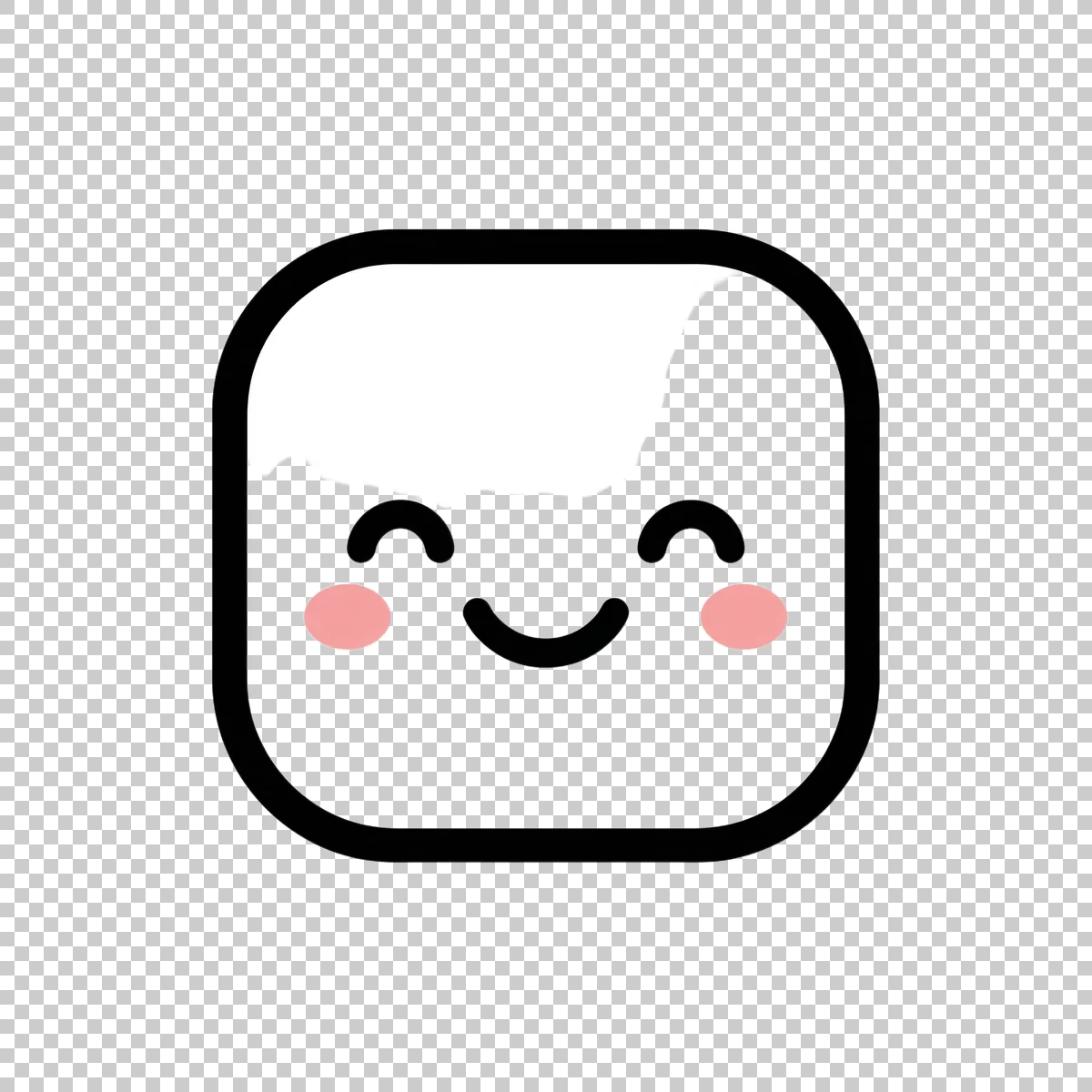 Cute White Rounded Square Emoji Face With Th 2 V8 H transparent PNG