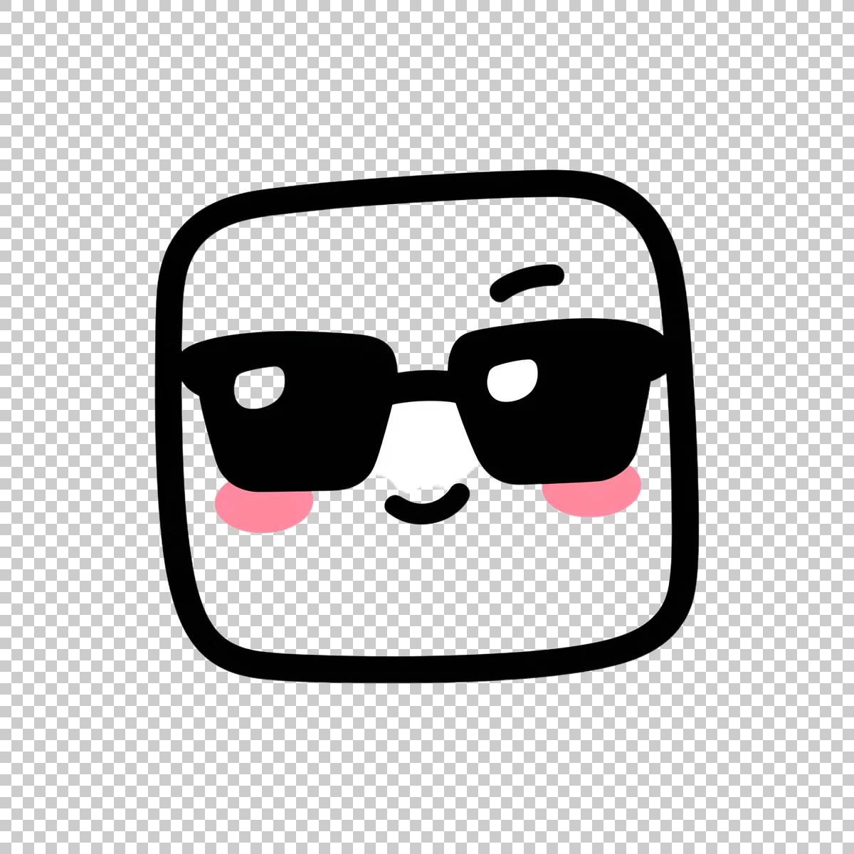 Cute White Rounded Square Emoji Face With Th 2 V9 H transparent PNG