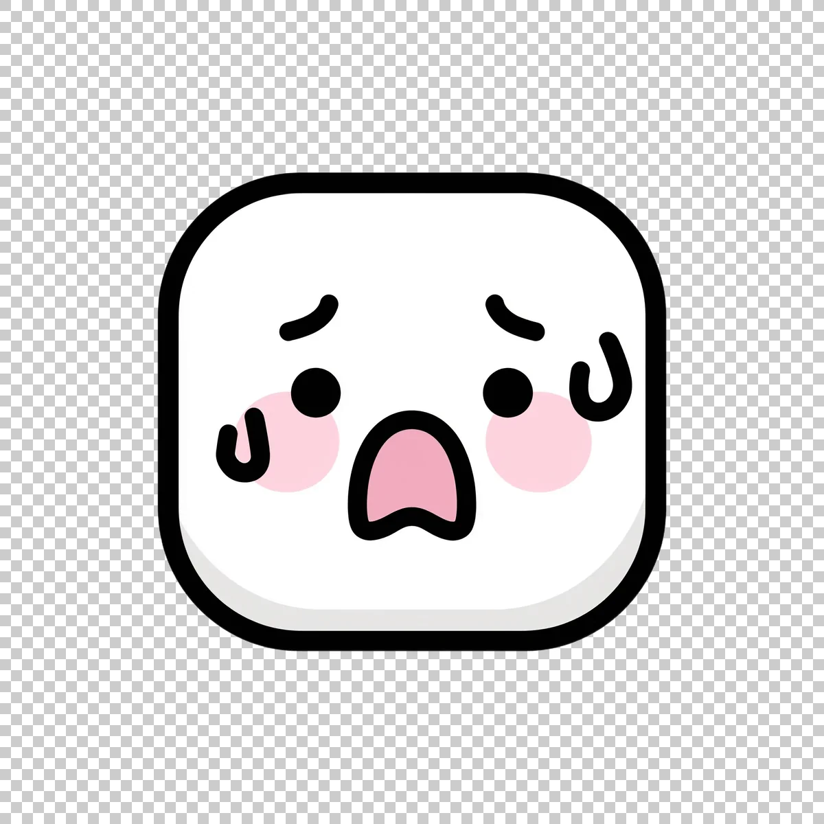 Cute White Rounded Square Emoji Face With Th 3 H transparent PNG
