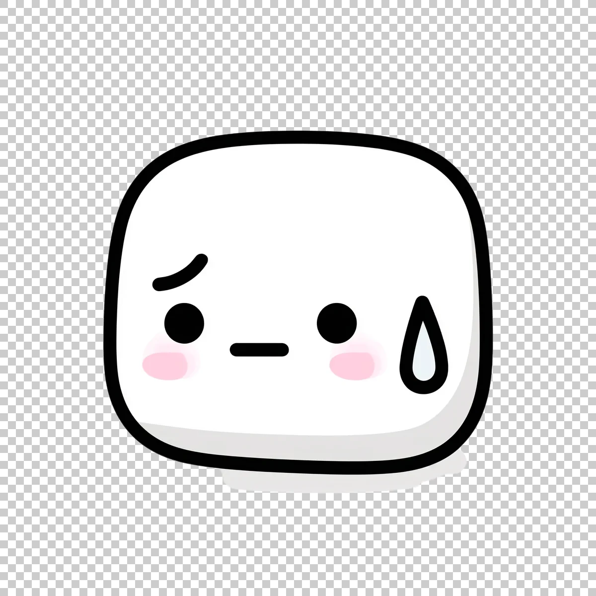 Cute White Rounded Square Emoji Face With Th 3 V1 H transparent PNG