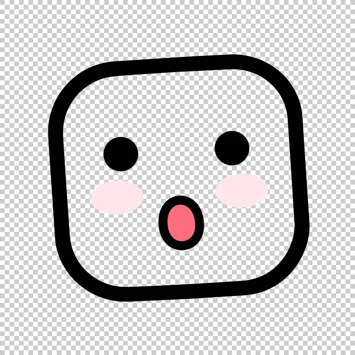 Cute White Rounded Square Emoji Face With Th 3 V2 H transparent PNG