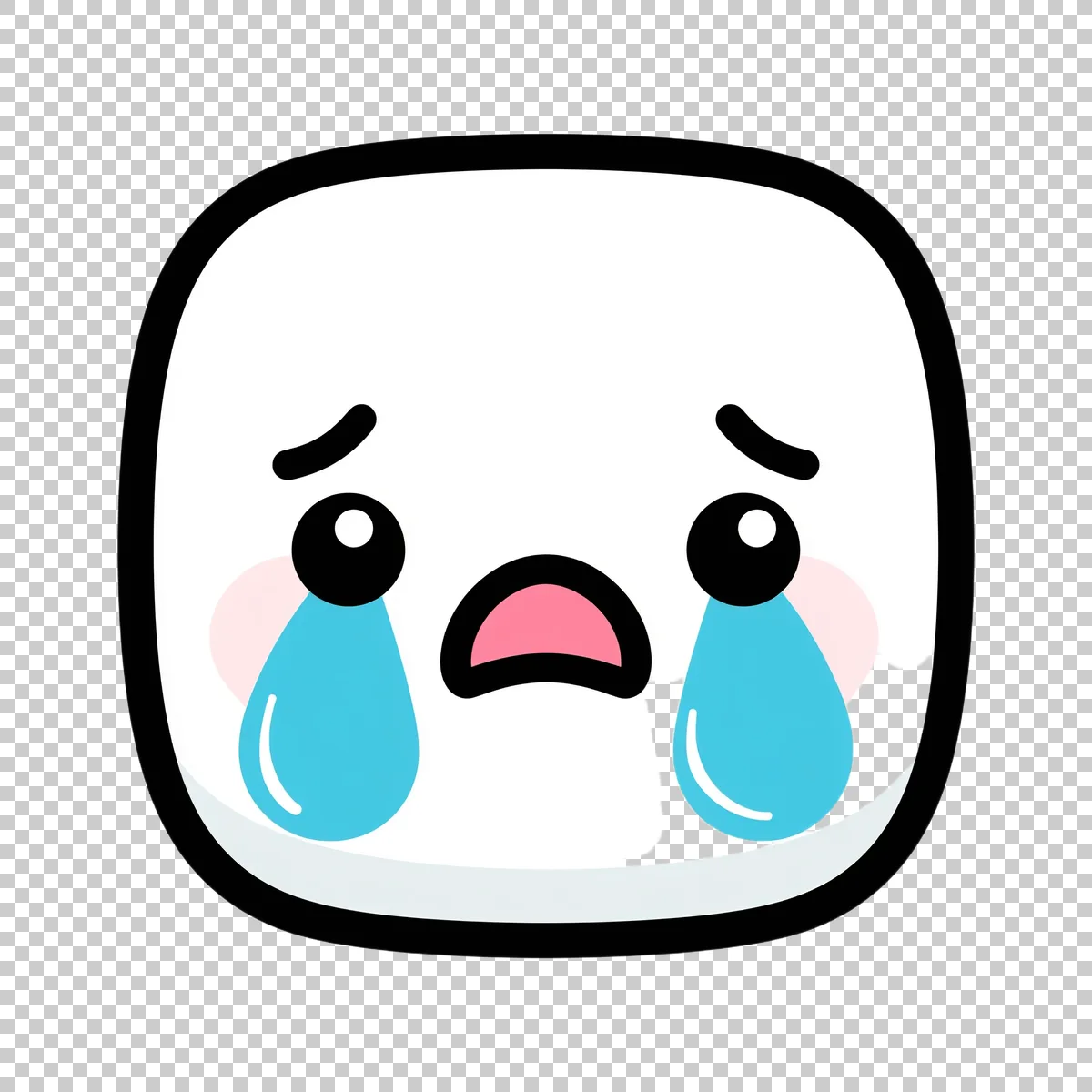 Cute White Rounded Square Emoji Face With Th 3 V3 H transparent PNG