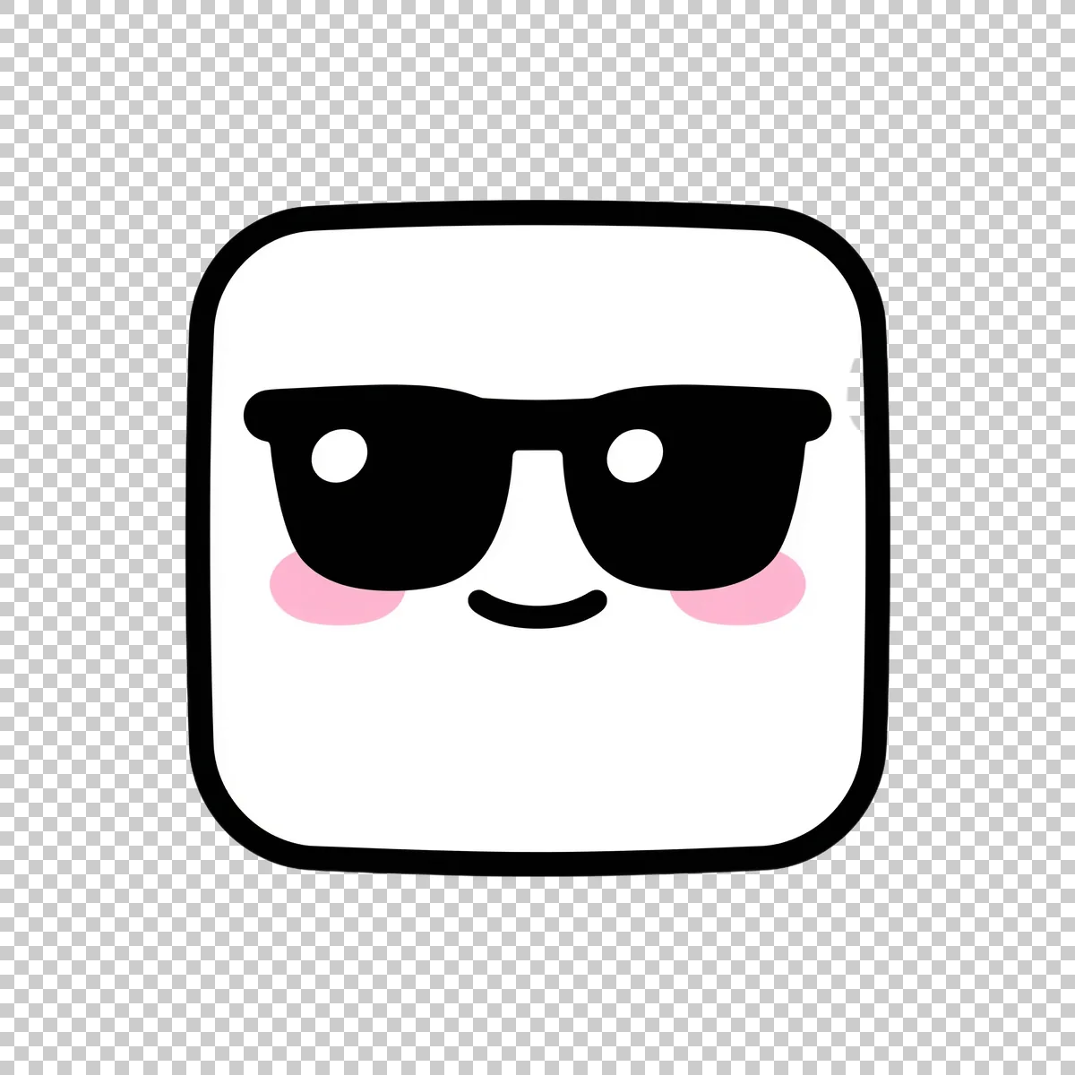 Cute White Rounded Square Emoji Face With Th 3 V9 H transparent PNG